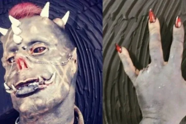 Diabão fez diversas intervenções para ficar parecido com a imagem de um demônio