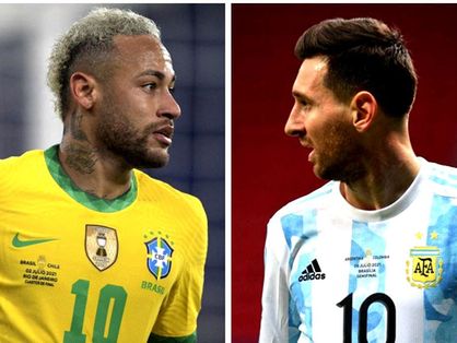 Montagem com fotos de Neymar e Messi