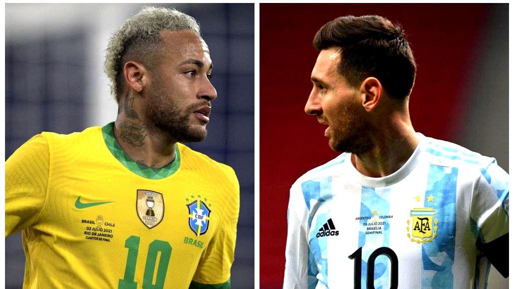 Montagem com fotos de Neymar e Messi