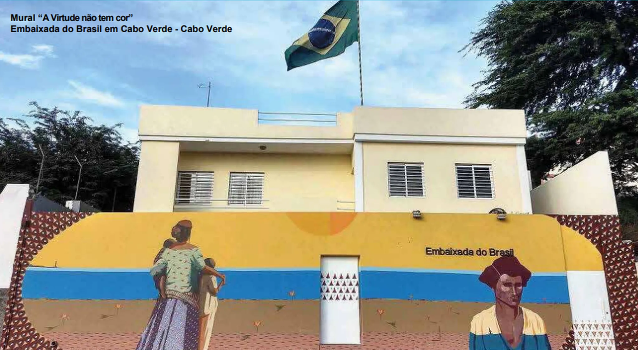 Mural feito pelo Acidum Project na Embaixada do Brasil em Cabo Verde