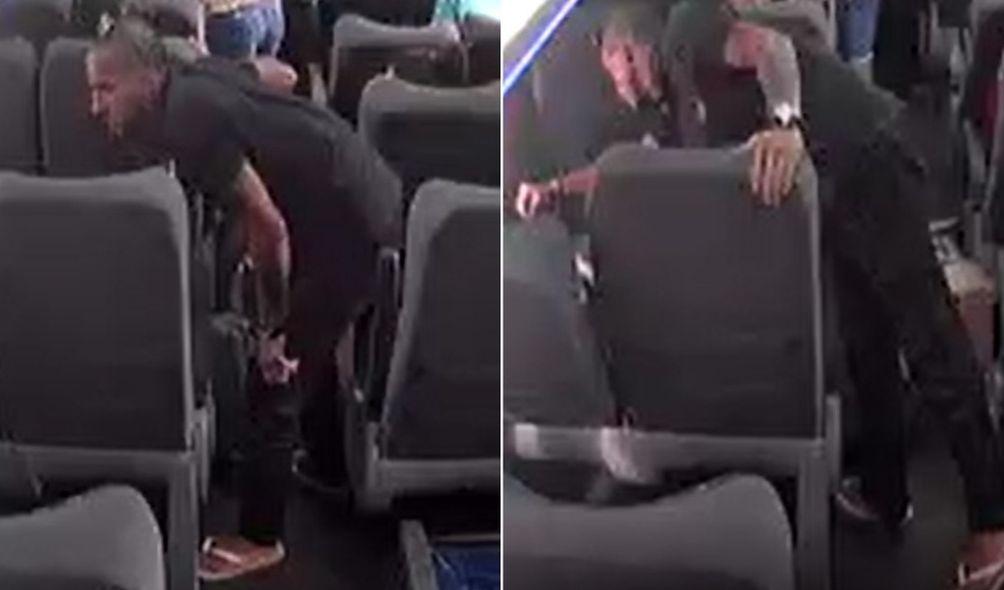 Montagem com duas imagens de suspeito de furto em ônibus