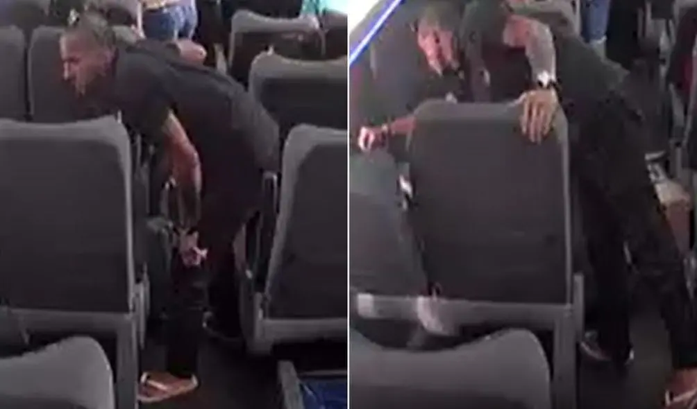 Montagem com duas imagens de suspeito de furto em ônibus