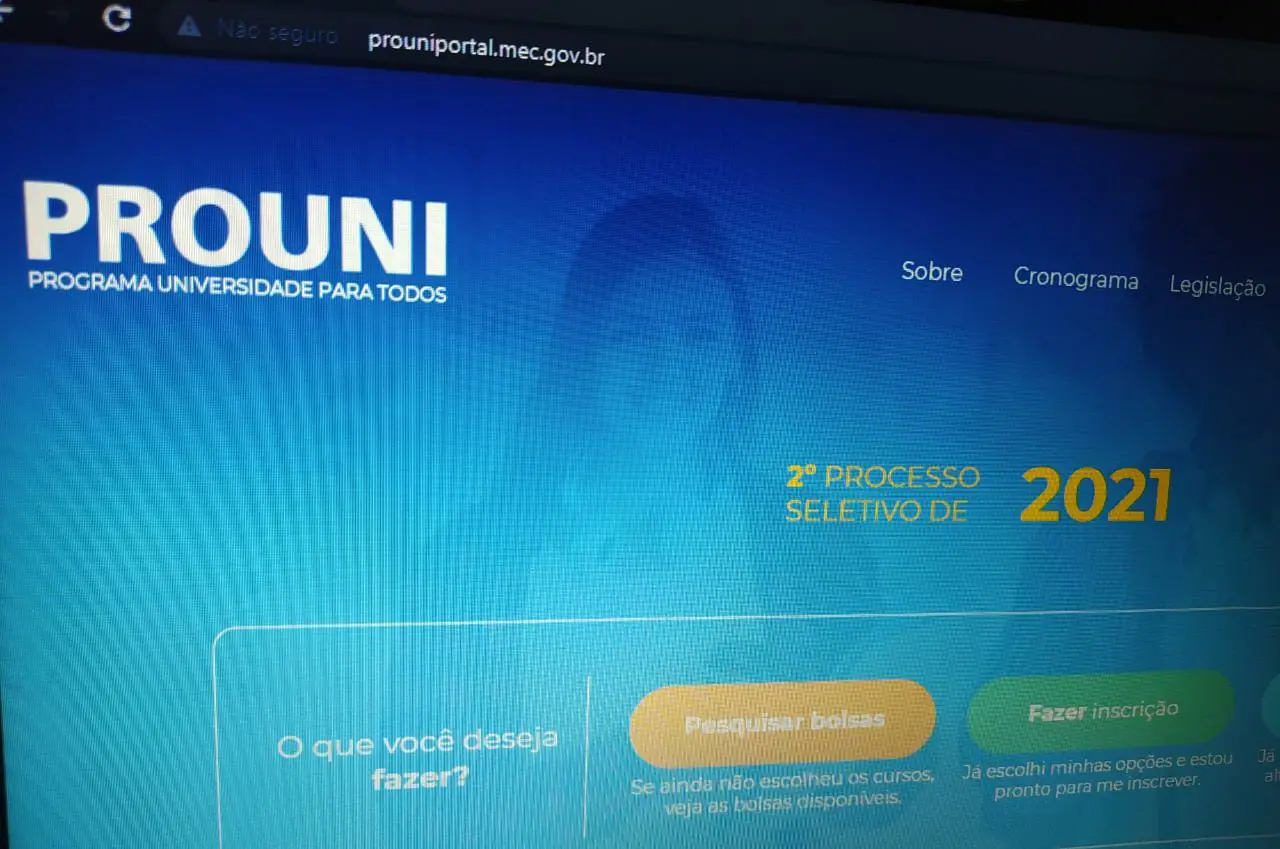 Home page do site do Prouni