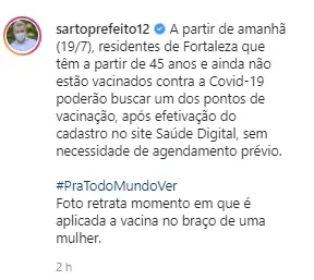 Anúncio foi feito nas redes sociais