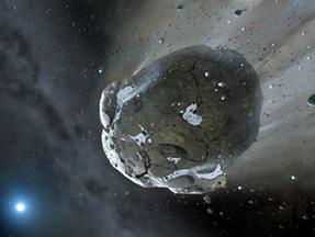 Imagem artística de um asteroide