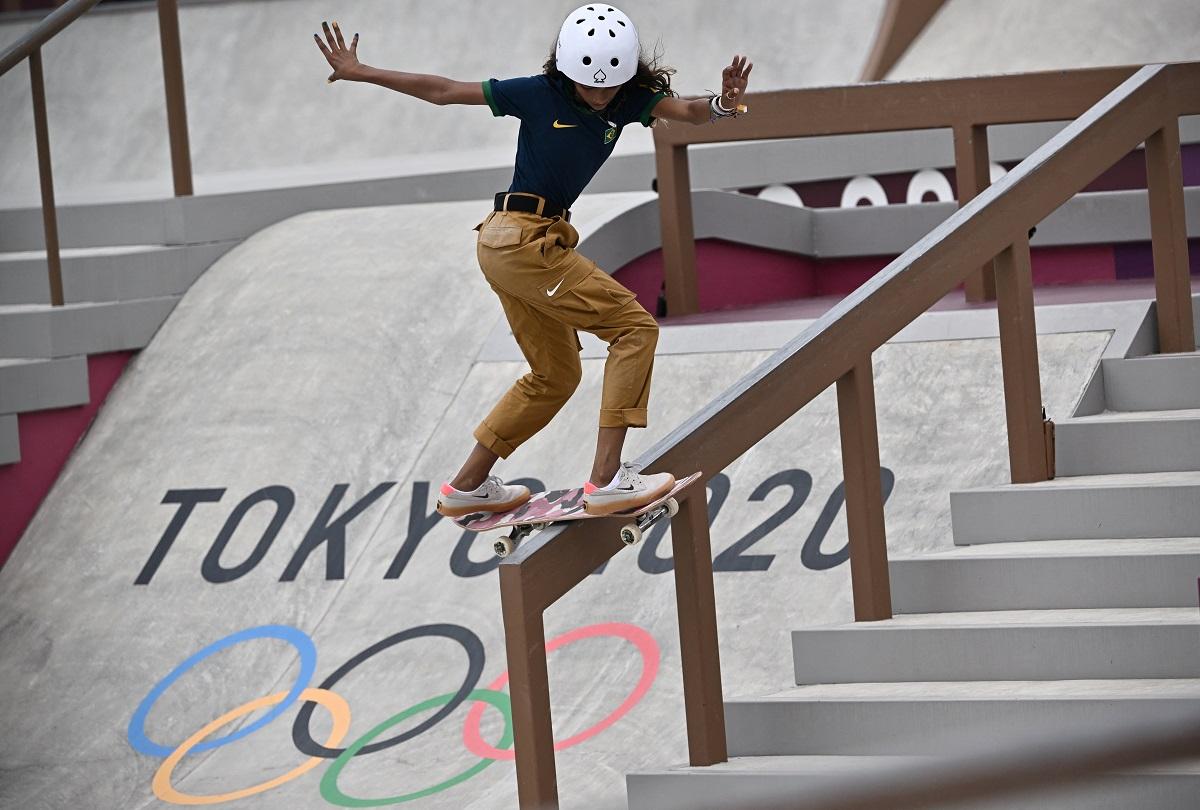 Rayssa Leal de Skate na competição das Olimpíadas de Tóquio