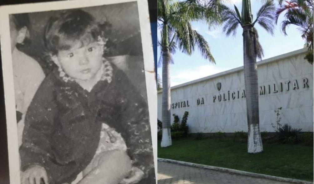 Montagem com foto de Cecília, criança desaparecida, e hospital em que Clarinha está internada