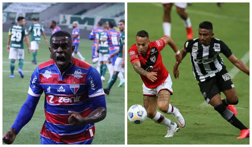 Imagens dos jogos Palmeiras x Fortaleza e Ceará x Atlético-GO