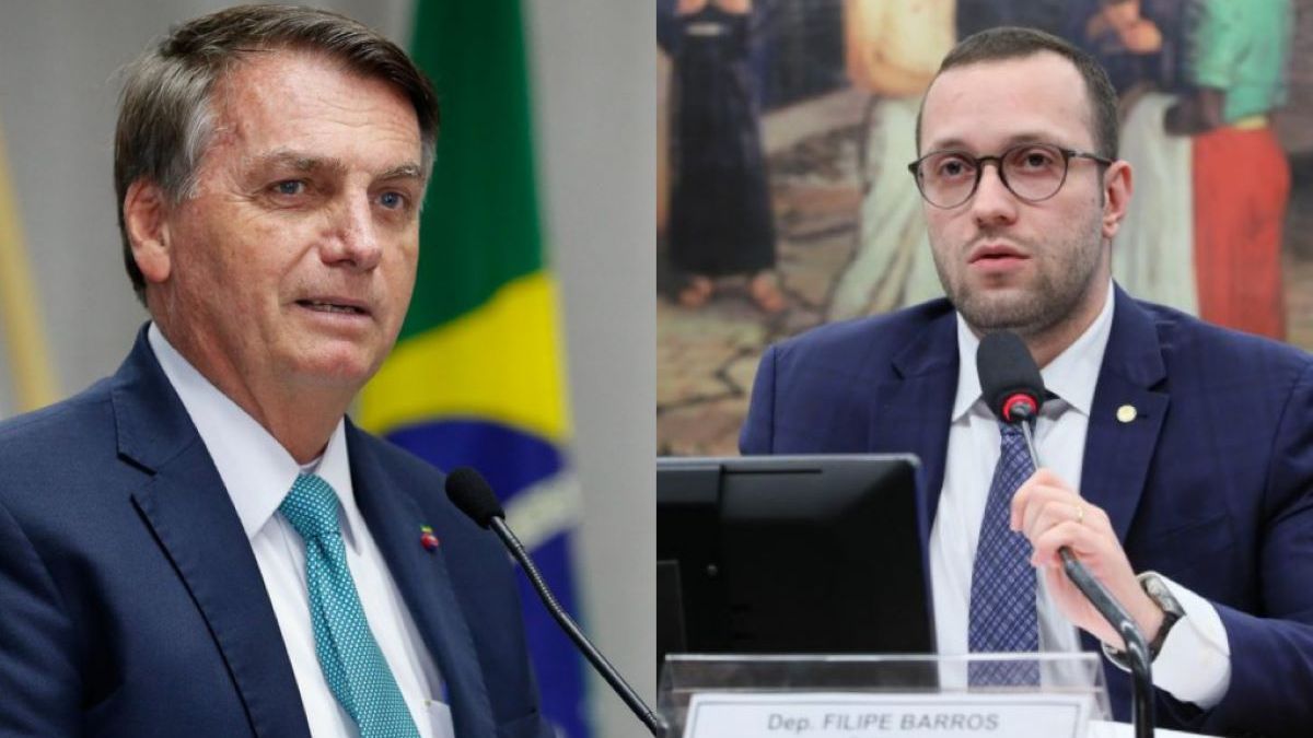 Montagem de fotos de Bolsonaro e o deputado federal Filipe Barros