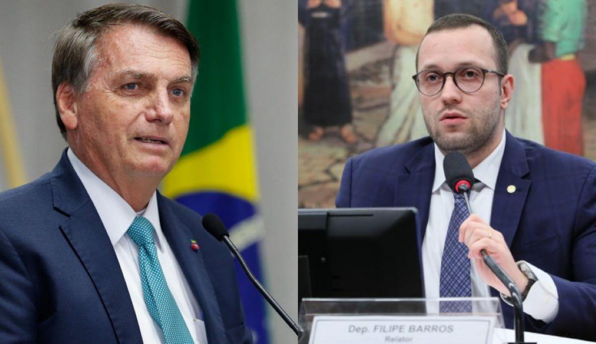 Montagem de fotos de Bolsonaro e o deputado federal Filipe Barros