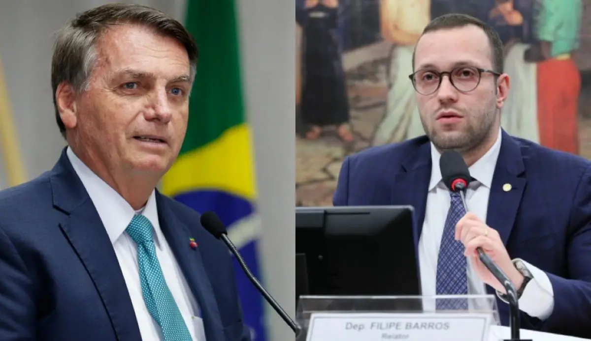 Montagem de fotos de Bolsonaro e o deputado federal Filipe Barros