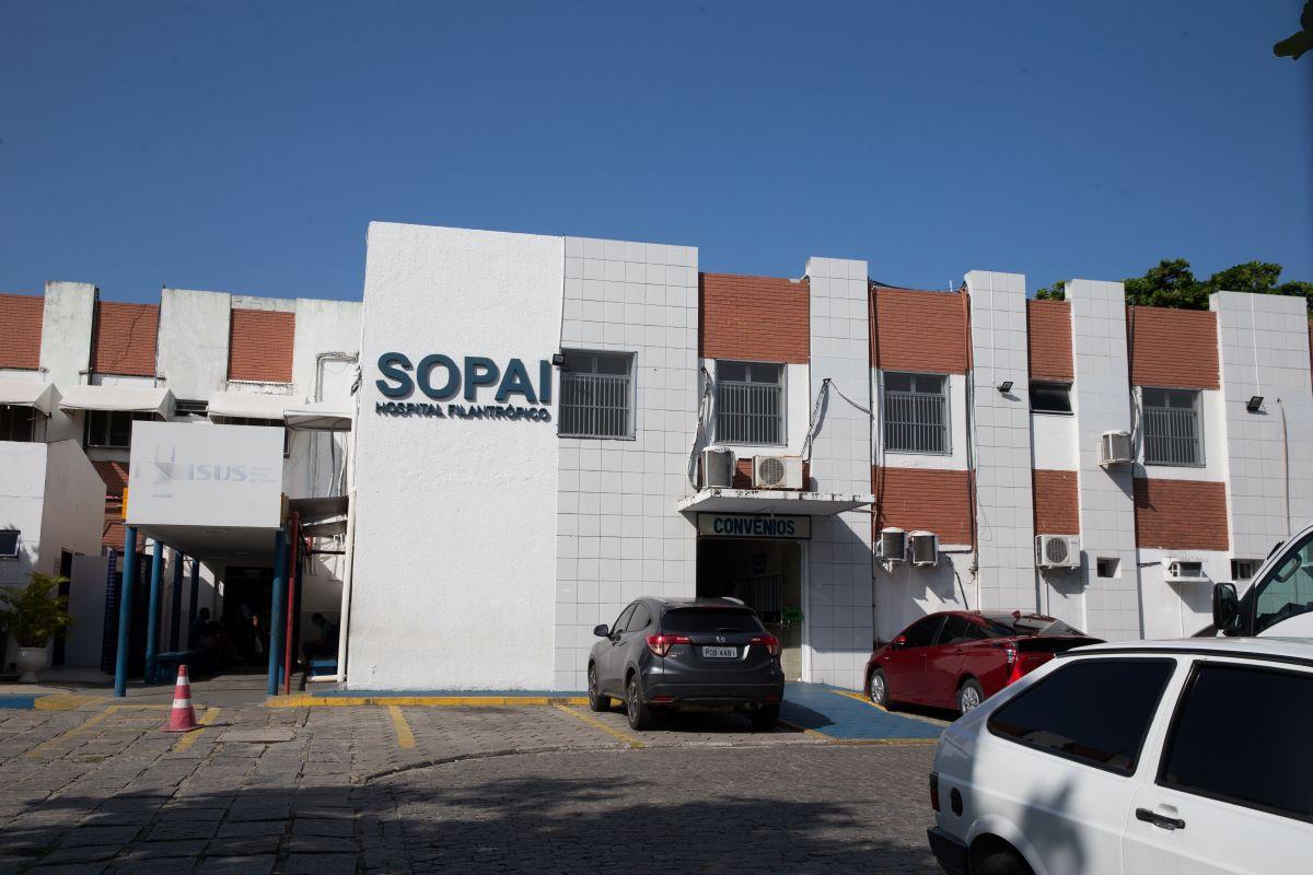 Fachada do hospital filantrópico Sopai, em Fortaleza