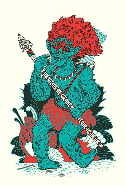 O curupira, figura do folclore brasileira de origem indígena. A ilustração é do livro 