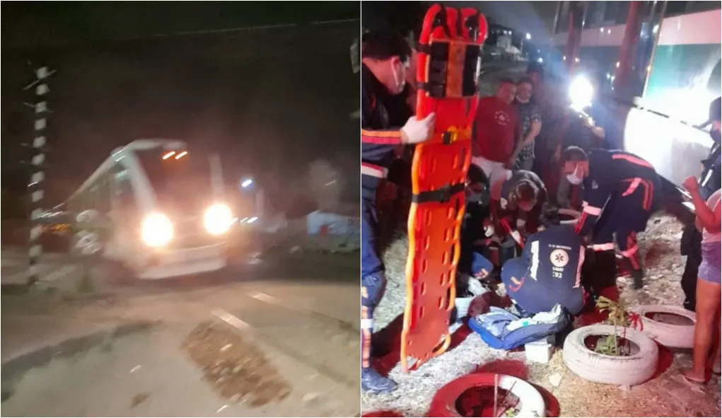 Ciclista é atropelado por VLT e fica preso embaixo de vagão em Fortaleza, no Ceará