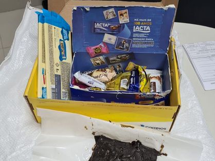 Caixa de chocolates com droga, achada pela PF