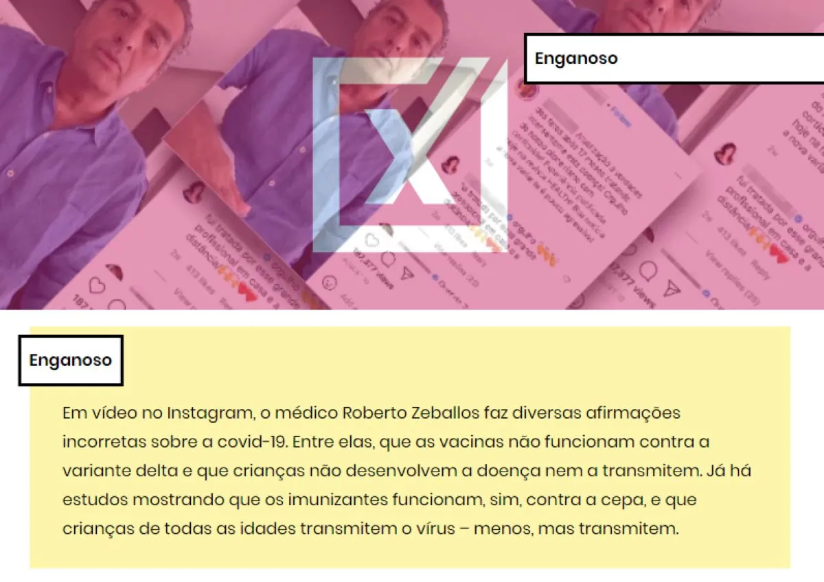 Médico Roberto Zeballos publicou vídeo nas redes sociais com diversas informações incorretas sobe a Covid-19