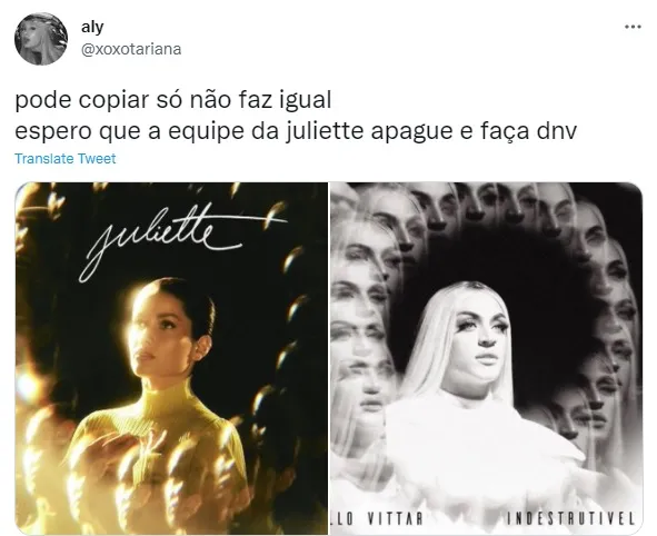 Usuária compara capa de EP de Juliette