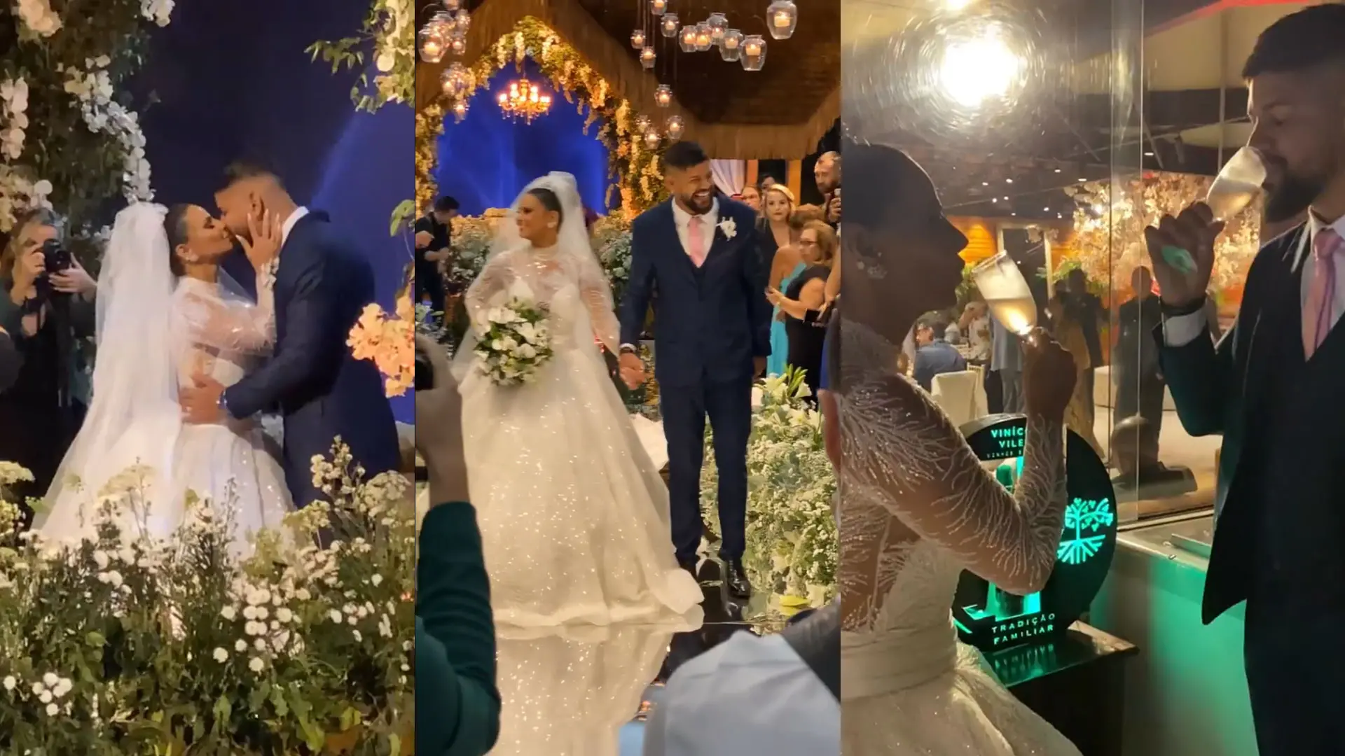 Amigos e familiares participaram de casamento de Viviane Araújo e Guilherme Militão