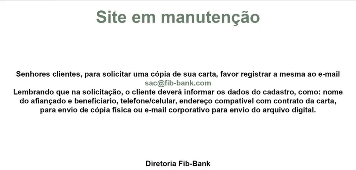 Print do site fora do ar