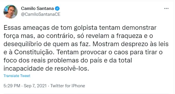Camilo Santana no twitter
