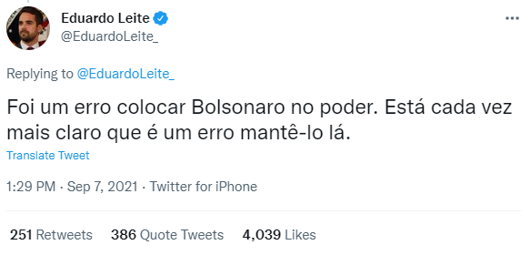 Eduardo Leite no Twitter