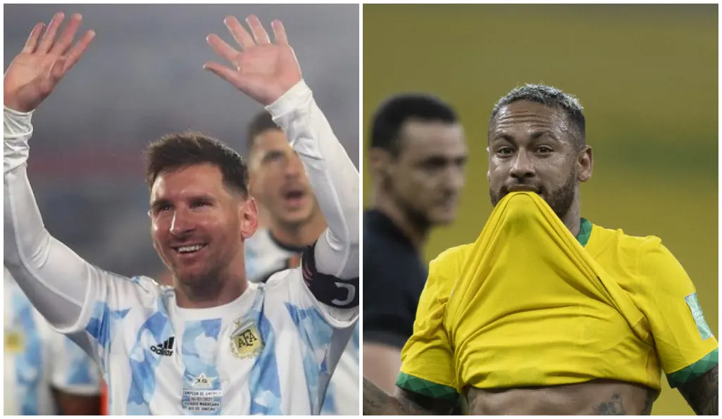 Messi e Neymar em jogos pelas seleções