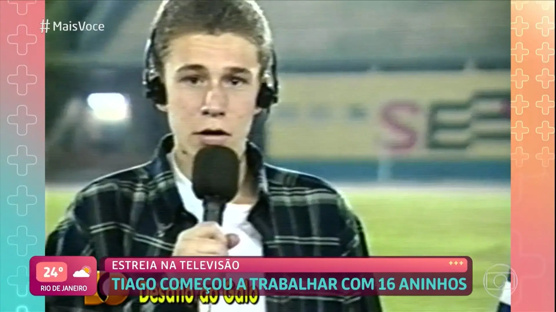 Vídeo de Tiago Leifert na adolescência durante jogo