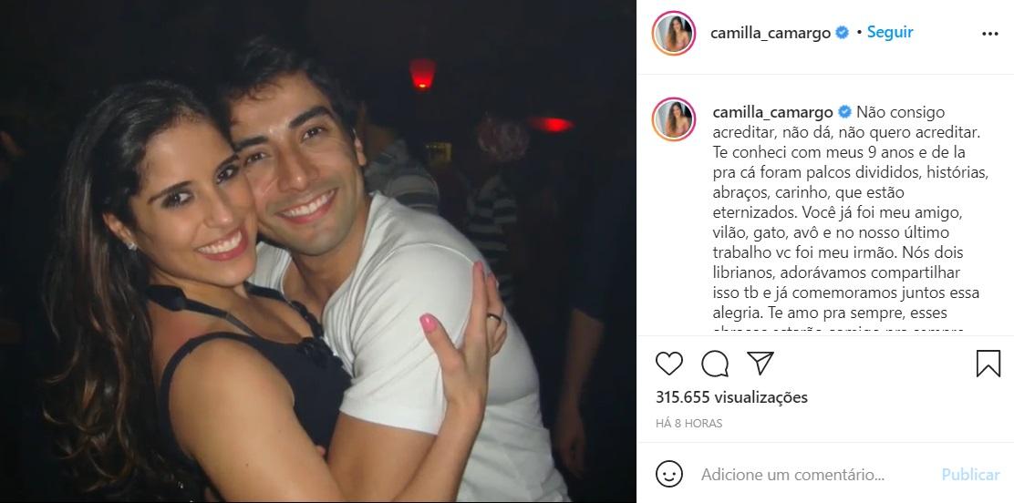 Postagem de Camila Camargo em rede social