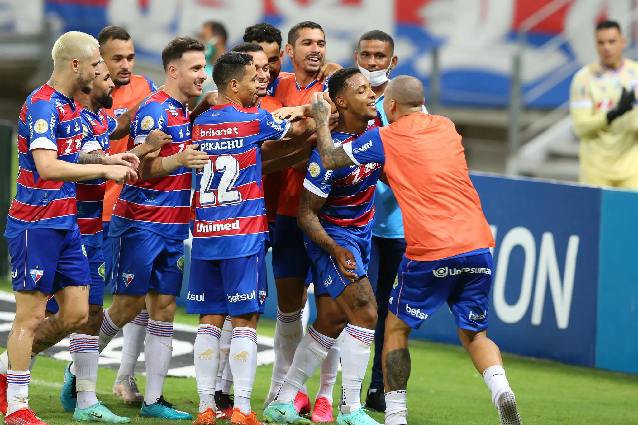 Jogadores do Fortaleza comemoram gol na Série A