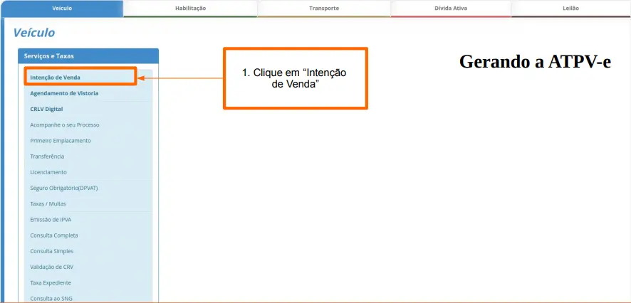 Prin da tela do Detran