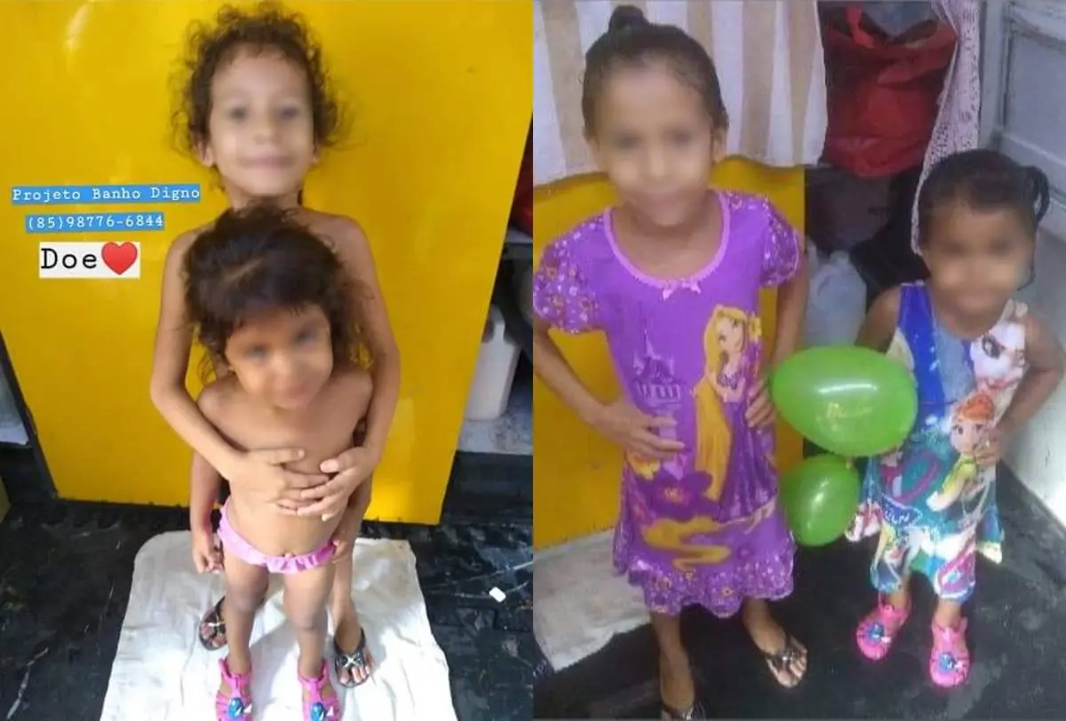 Crianças tomando banho