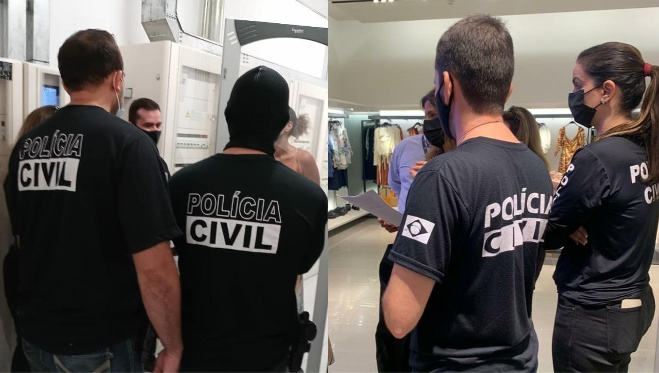 Polícia Civil durante visita em loja