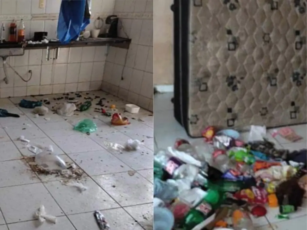 Lixo espalhado foi encontrado em vários cômodos de casa