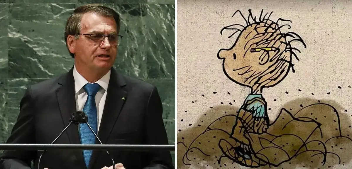 Bolsonaro e o personagem citado na matéria em montagem