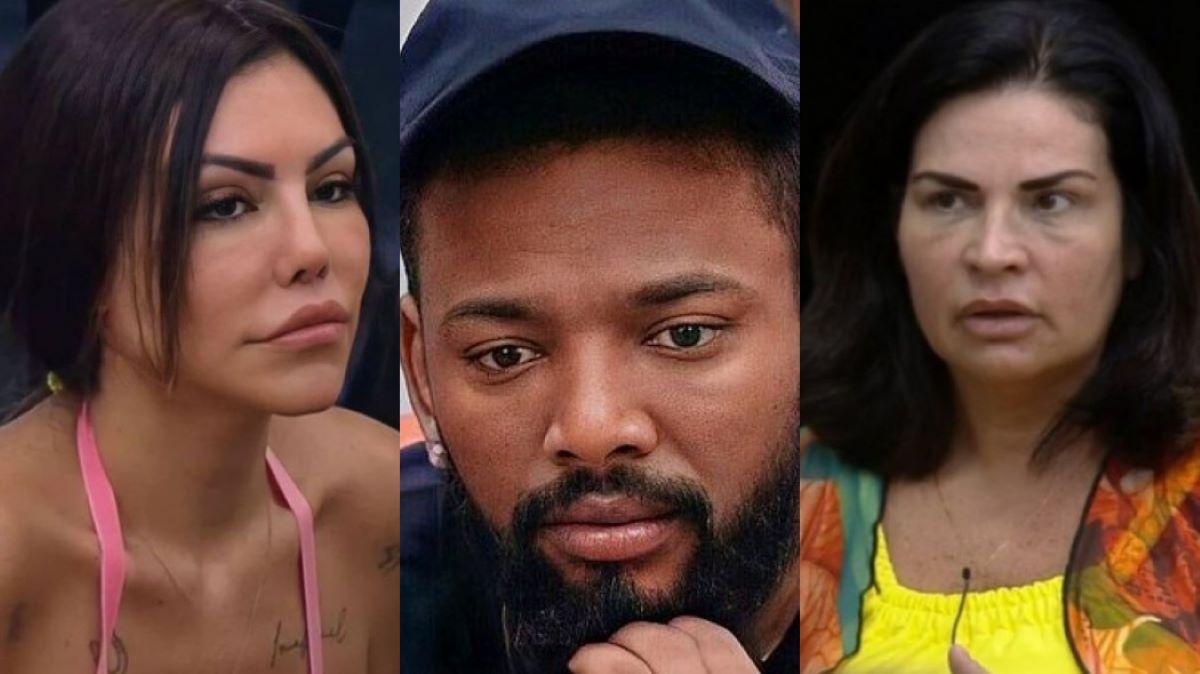 Montagem de fotos de Liziane, nego do borel e solange gomes