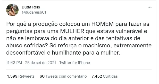 Print da publicação de Duda