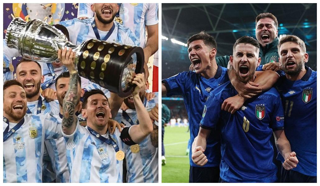 Montagem com fotos da Argentina e da Itália