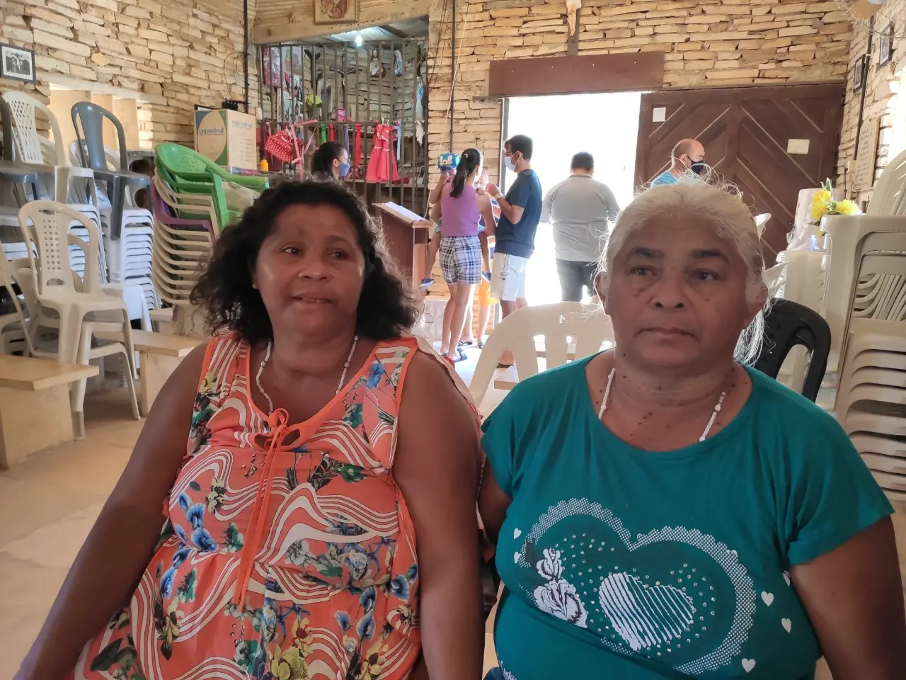 Maria Aparecida dos Santos e sua tia Francisca Benedita de Jesus foram ao Santuário de Benigna pagar promessa