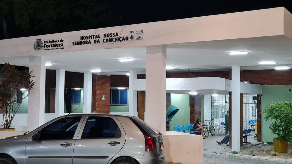 Fachada do Hospital Nossa Senhora da Conceição, no bairro Conjunto Ceará, em Fortaleza