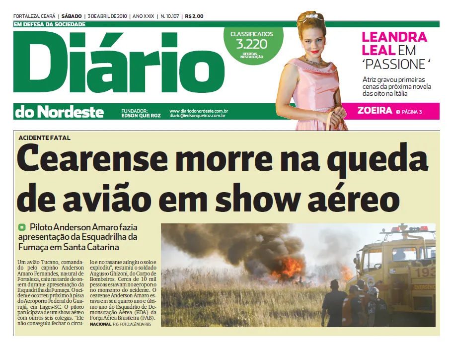 A trágica morte do piloto cearense, em 2010, causou grande comoção no Ceará