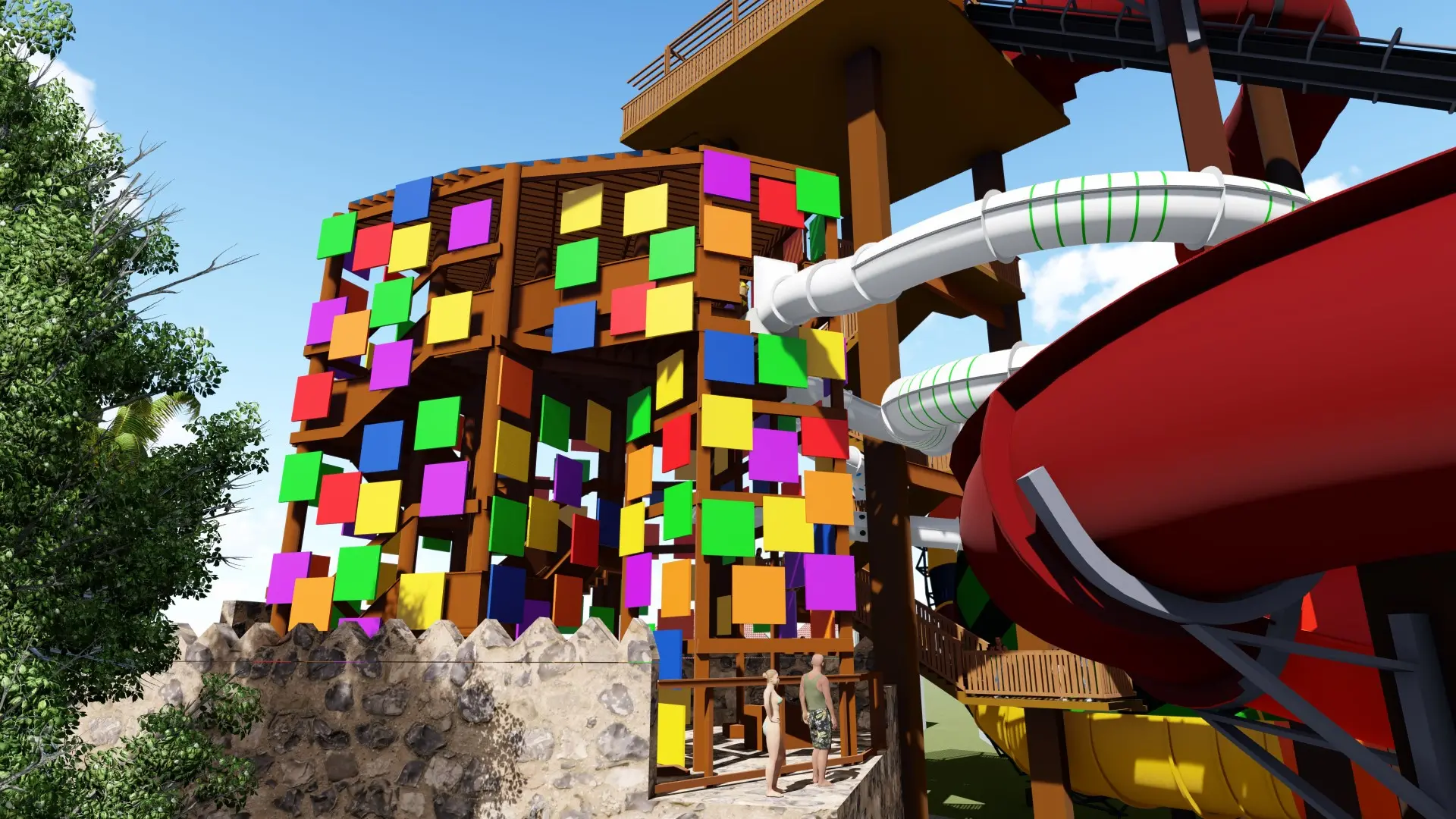 projeto em 3d da nova atração do beach park, tobomusik