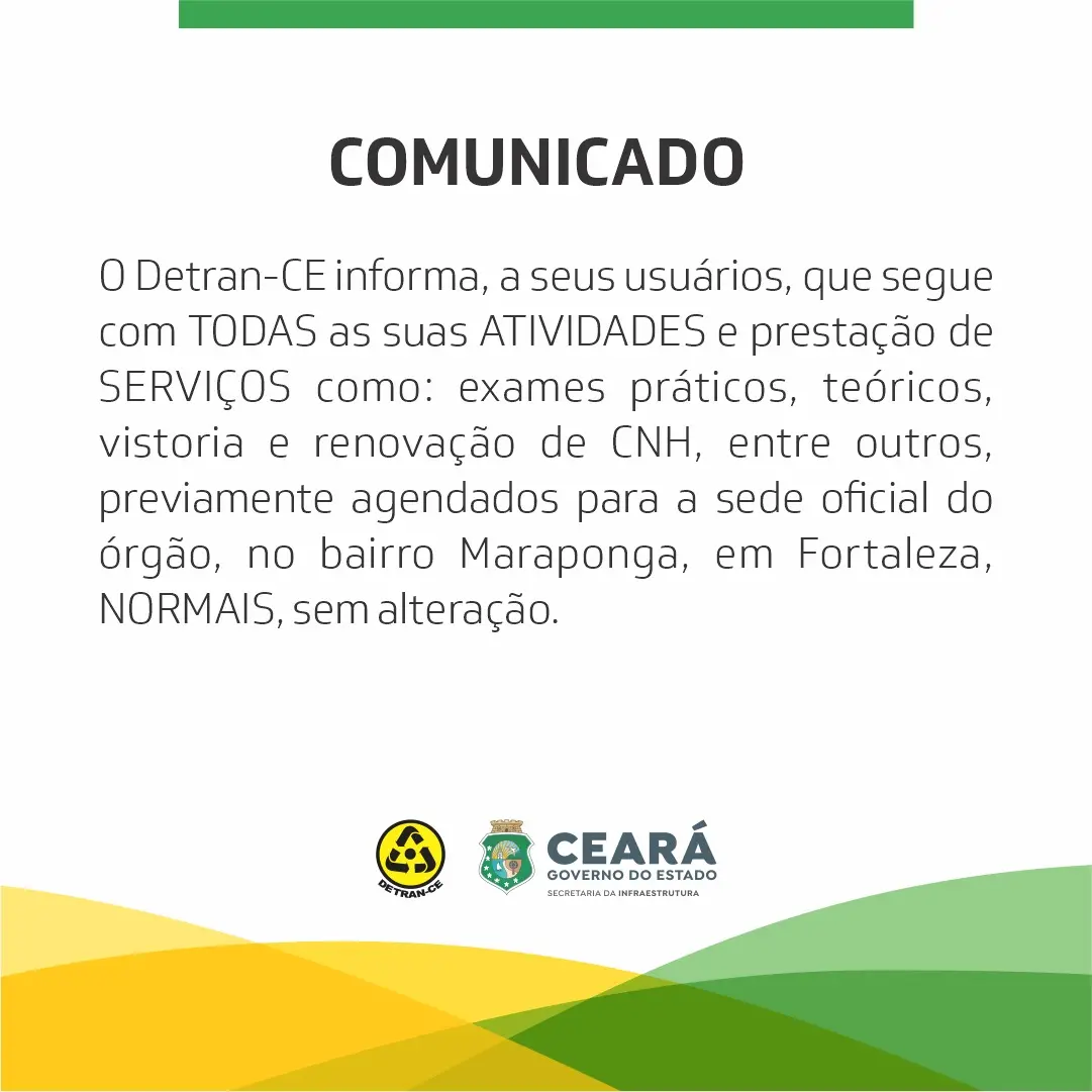 detran não teve alteração no funcionamento