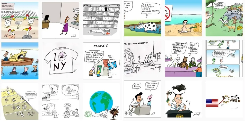 Tirinhas publicadas sua rede social do cartunista