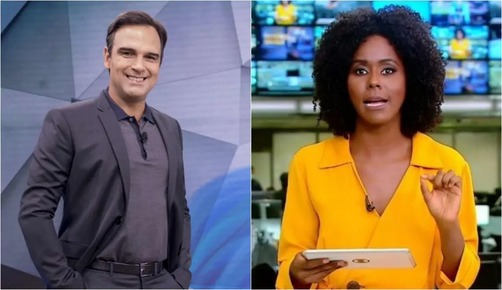 Foto-montagem mostra os jornalistas Tadeu Schmidt e Maju Coutinho, da TV Globo