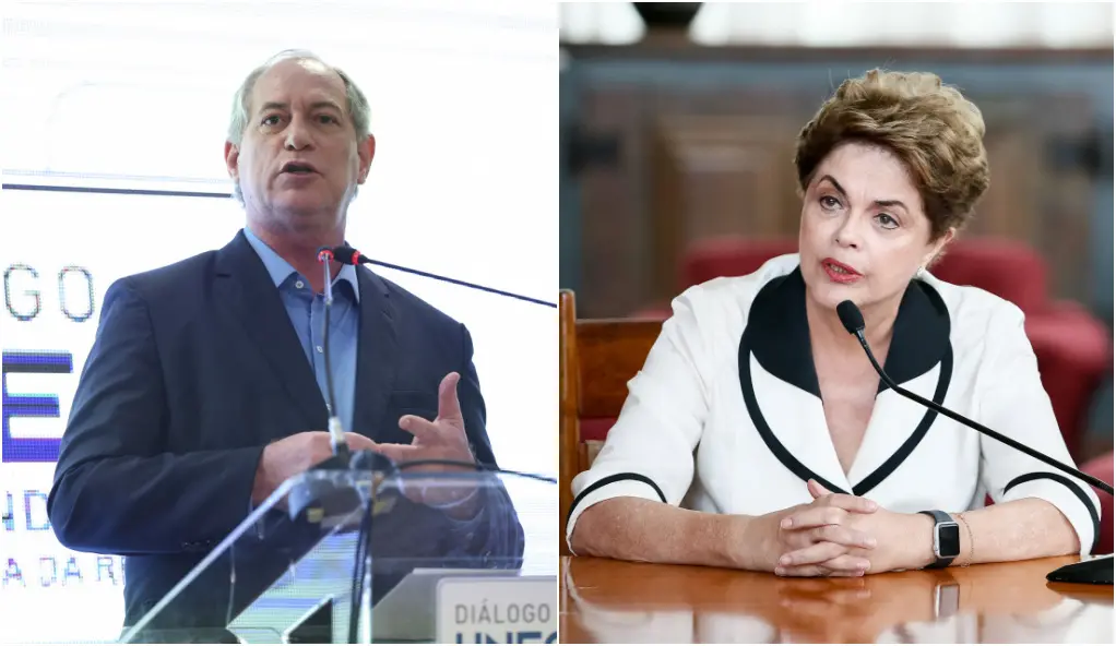 montagem com fotos de ciro gomes e dilma rousseff