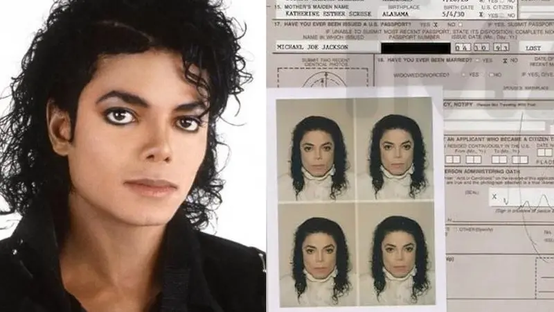 Montagem com foto do Michael e documento