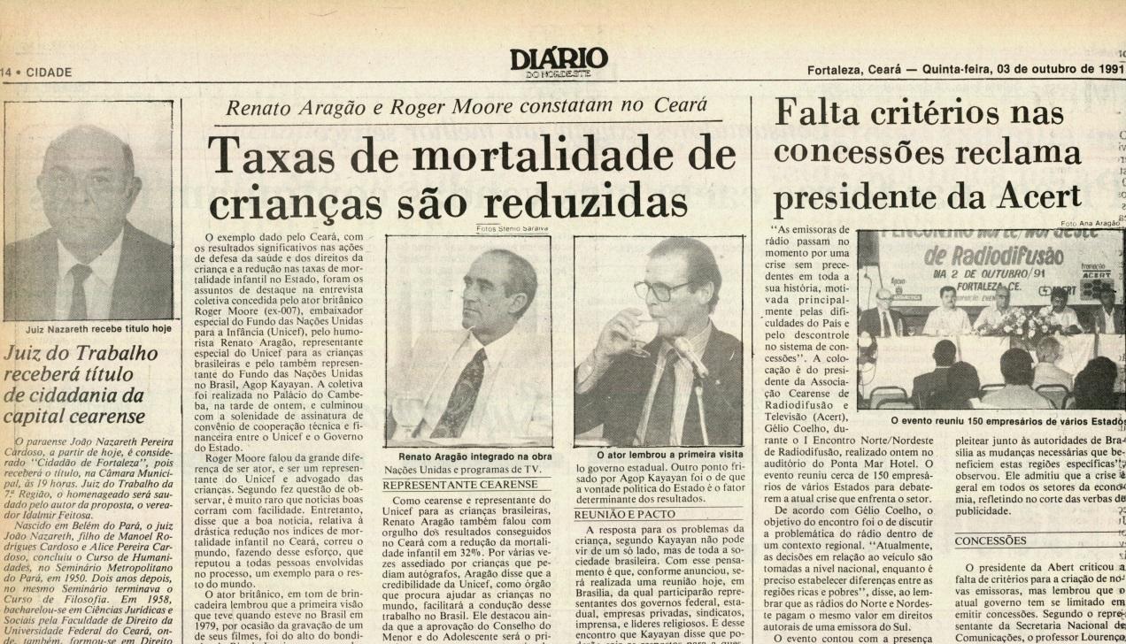 Publicação do Diário do Nordeste do dia 3 de outubro de 1991