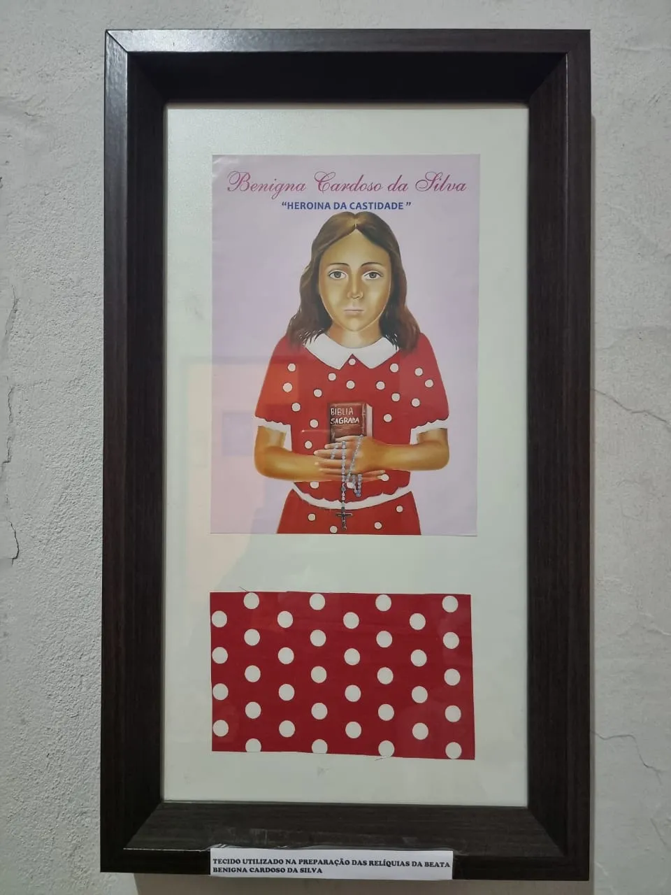 Durante o processo de beatificação, a igreja exige que os restos mortais passem por um tratamento para sua conservação. No caso de Benigna, isso aconteceu em janeiro deste ano, onde houve a limpeza dos ossos da mártir