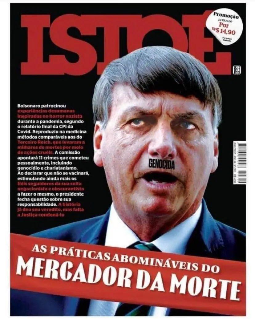 Capa da Istoé que mostra Bolsonaro conforme descrito no texto