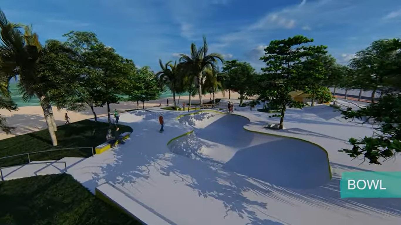 Pista no formato bowl reproduzida em maquete eletrônica